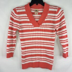 Women's Orange & White Sweater Size:L